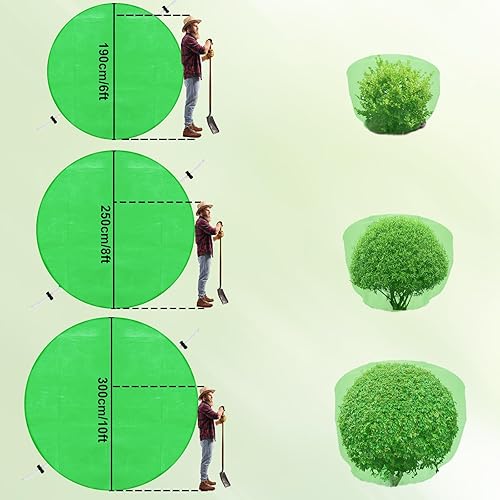 Miniatura 6 de Protección contra la congelación de la cubierta de plantas, 6 pies de diámetro. Tela no tejida redonda gruesa para arbustos con cordón, manta