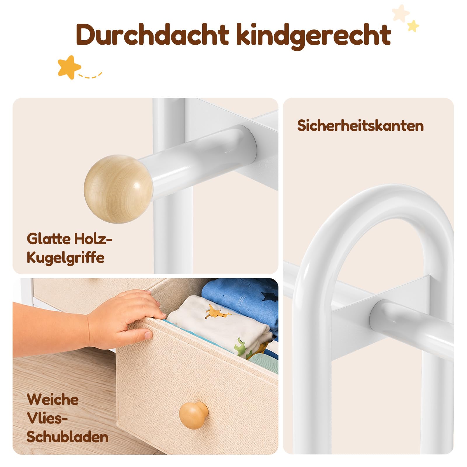 HOKEEPER Kinder Kleiderständer 80x33x120cm 200kg 3 Farben