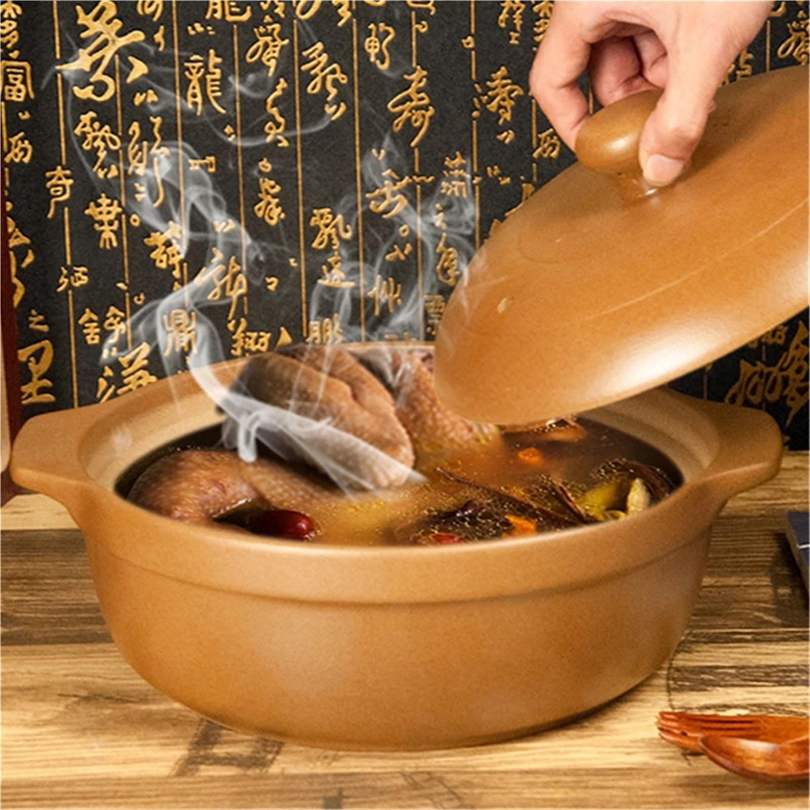 Casseruola, casseruole, pentole per Cucinare, pentole in Ceramica, pentole in Pietra, casseruole Non smaltate, pentola per zuppa (Un Colore, 20 cm)
