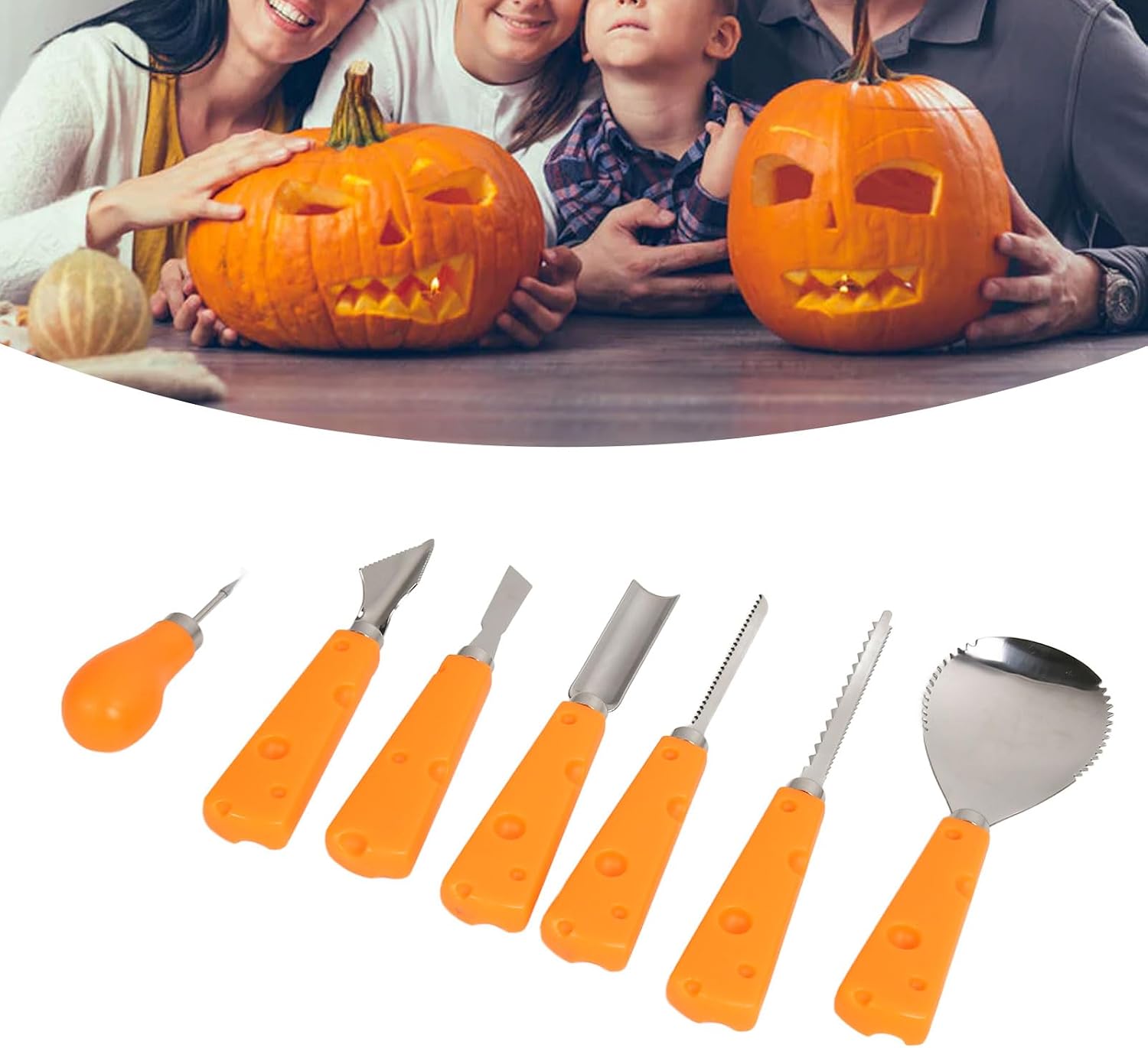 7pcs Halloween Pumpkin Carving Set Multipurpose Stainless Steel Pumpkin Carving Tool with Storage Bag for Lantern Decor