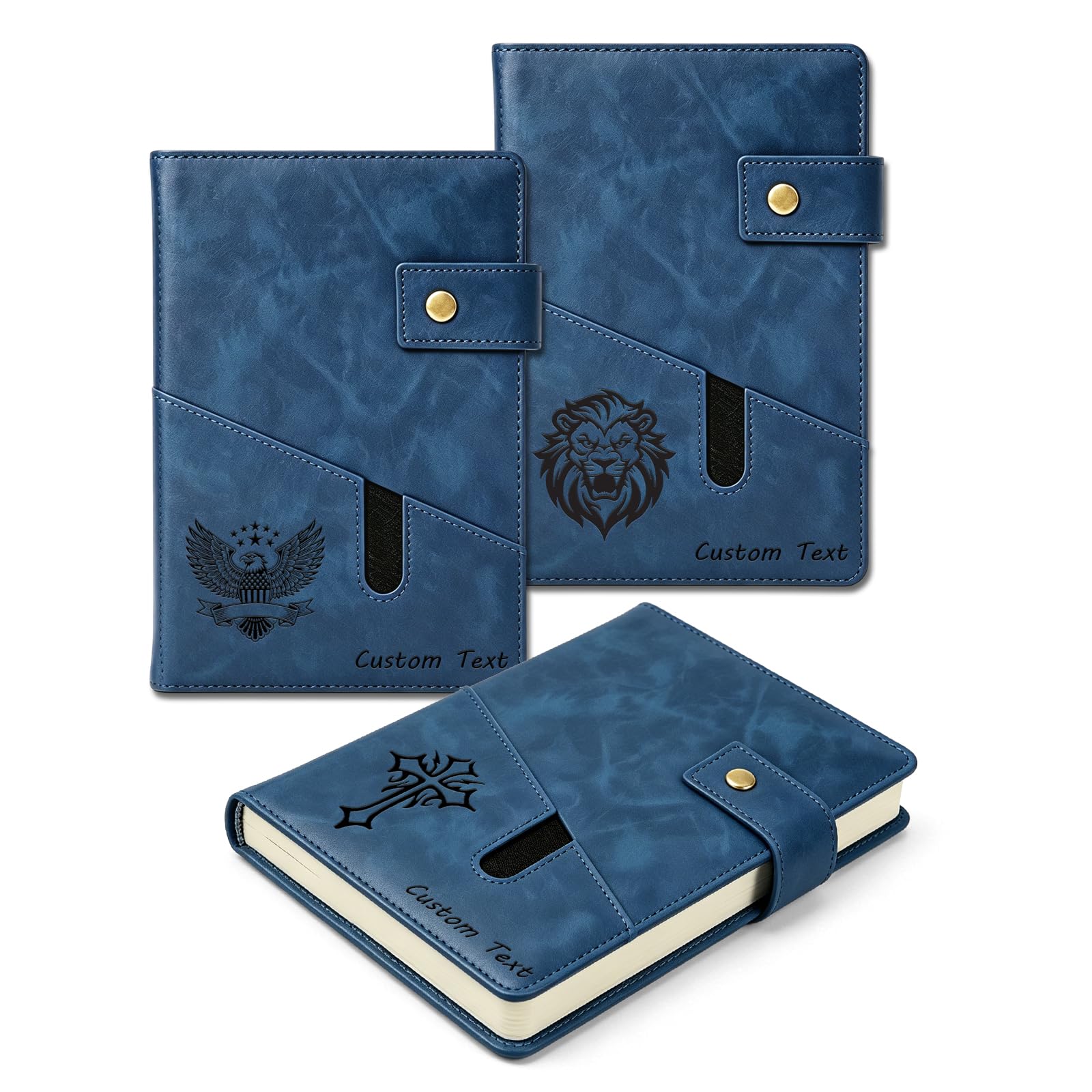 WFE Personalized Custom Notebook A5 Professional Business Leather Notebook 21 x 15 cm Lined Office Journal 200 Pages Personalized Diary for Men Women Work School