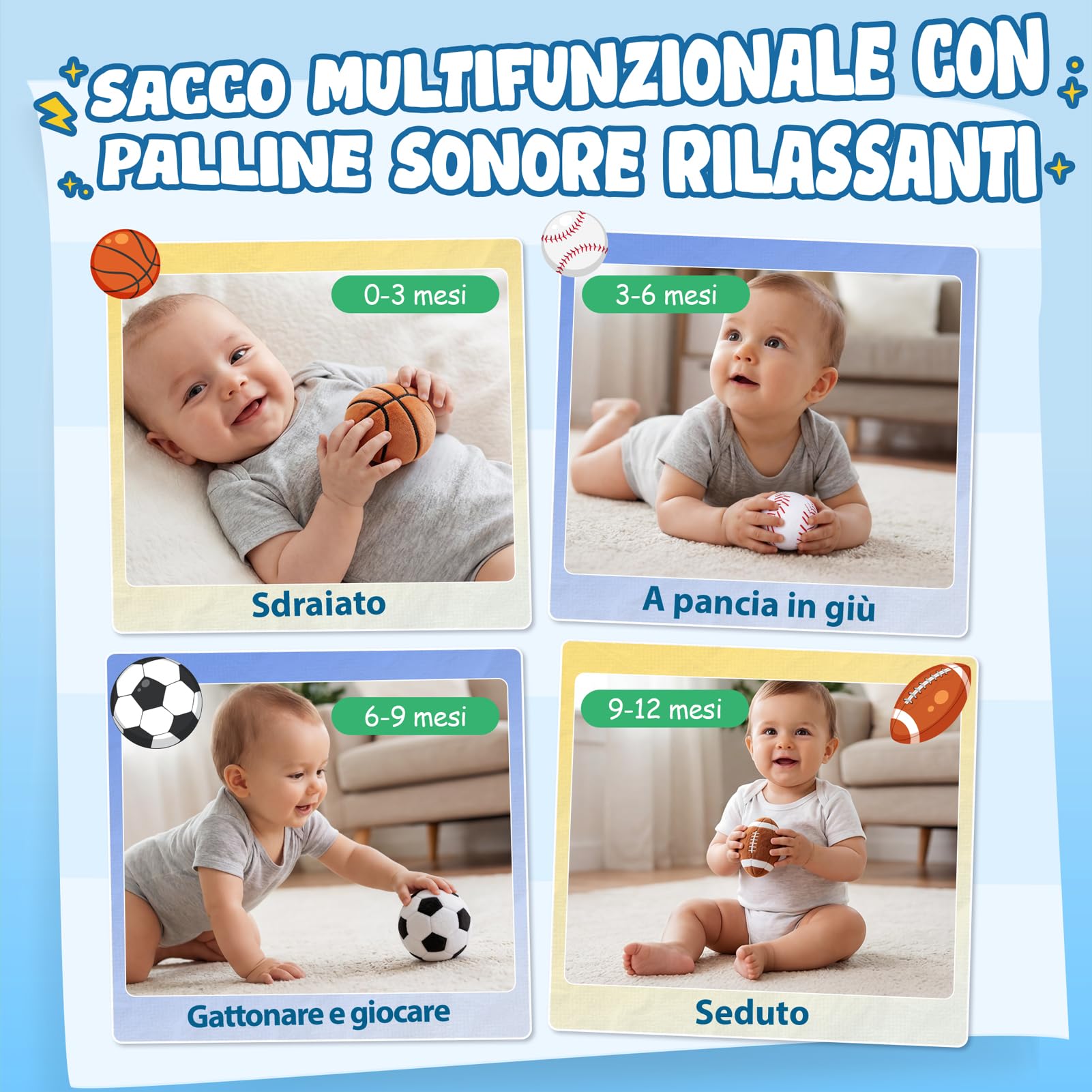 Giochi Neonato 3-6-9 Mesi, Giochi Bambini 1 Anno Regalo Bambino 6 12 18 Mesi Giochi Montessori 6-12 Mesi Giochi Sensoriali per Neonati Giocattoli Bambino 1 Anno Compleanno Regali Bambina 1 Anno