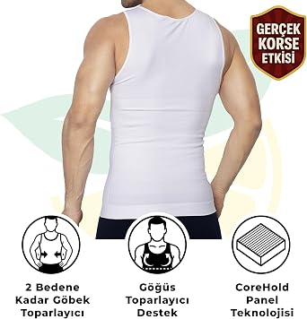 Erkek Korse Atlet – Göğüs, Bel ve Göbek Toparlayıcı, Sıkılaştırıcı (Jinekomasti), Duruş Destekli
