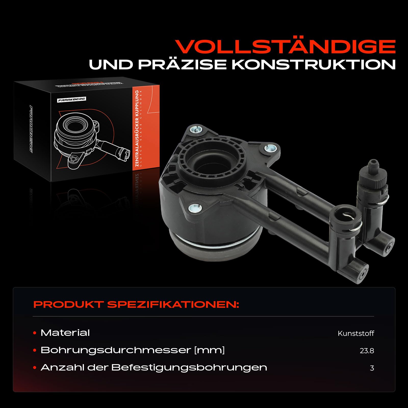 Frankberg Zentralausrücker Kupplung ohne Sensor Kompatibel mit Fiesta V JD JH 1.2L-1.6L 2001-2008 B-Max JK 1.0L-1.6L 2012-2023 C-Max DM2 1.6L-1.8L 2007-2010 Replace# 510005810