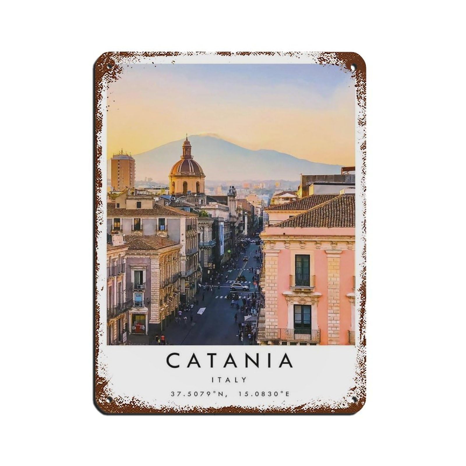 Catania Travel（47） Retro Poster Metal Tin Sign Chic Art Retro Iron Painting Bar People Cave Cafe Family Garage Poster Wall Decoration 12x16inch(30x40cm)