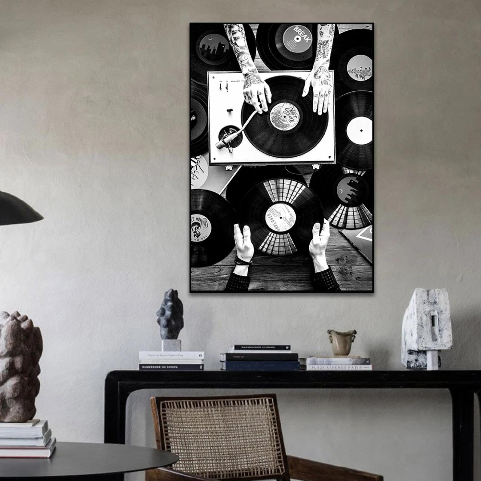 BMGKYAGL DJ muzyka płyta winylowa sztuka retro kreatywne plakaty i wydruki sztuka ścienna obraz na płótnie plakat obraz salon dekoracja 80 x 120 cm bez ramy