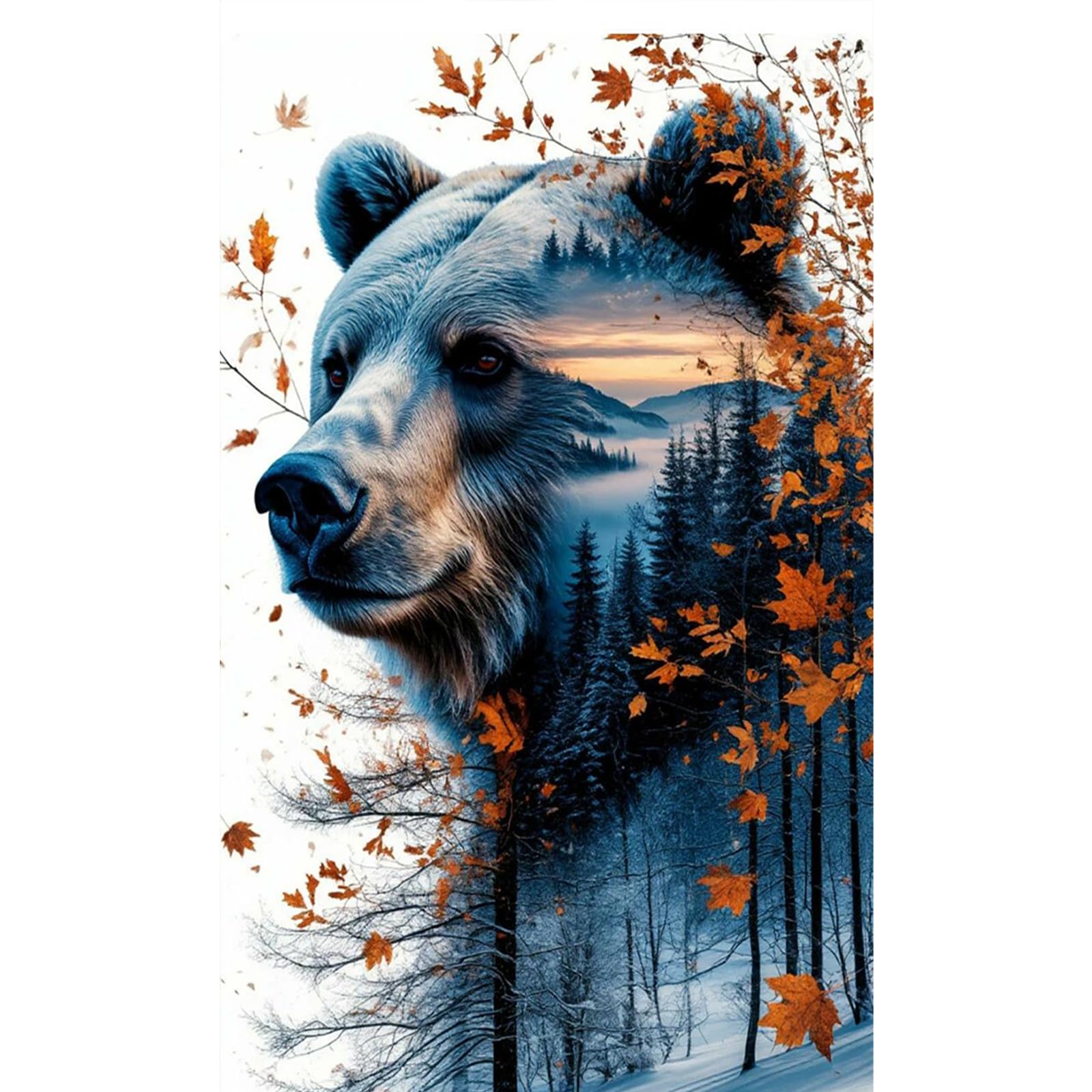 Animal Forest Full 11CT DIY Stamped Needlework Embroidery Kit 15.75x25.59inch Printed Cross-Stitch Kits Embroidery Needlepoint Starter Kits for Adults Home Decor