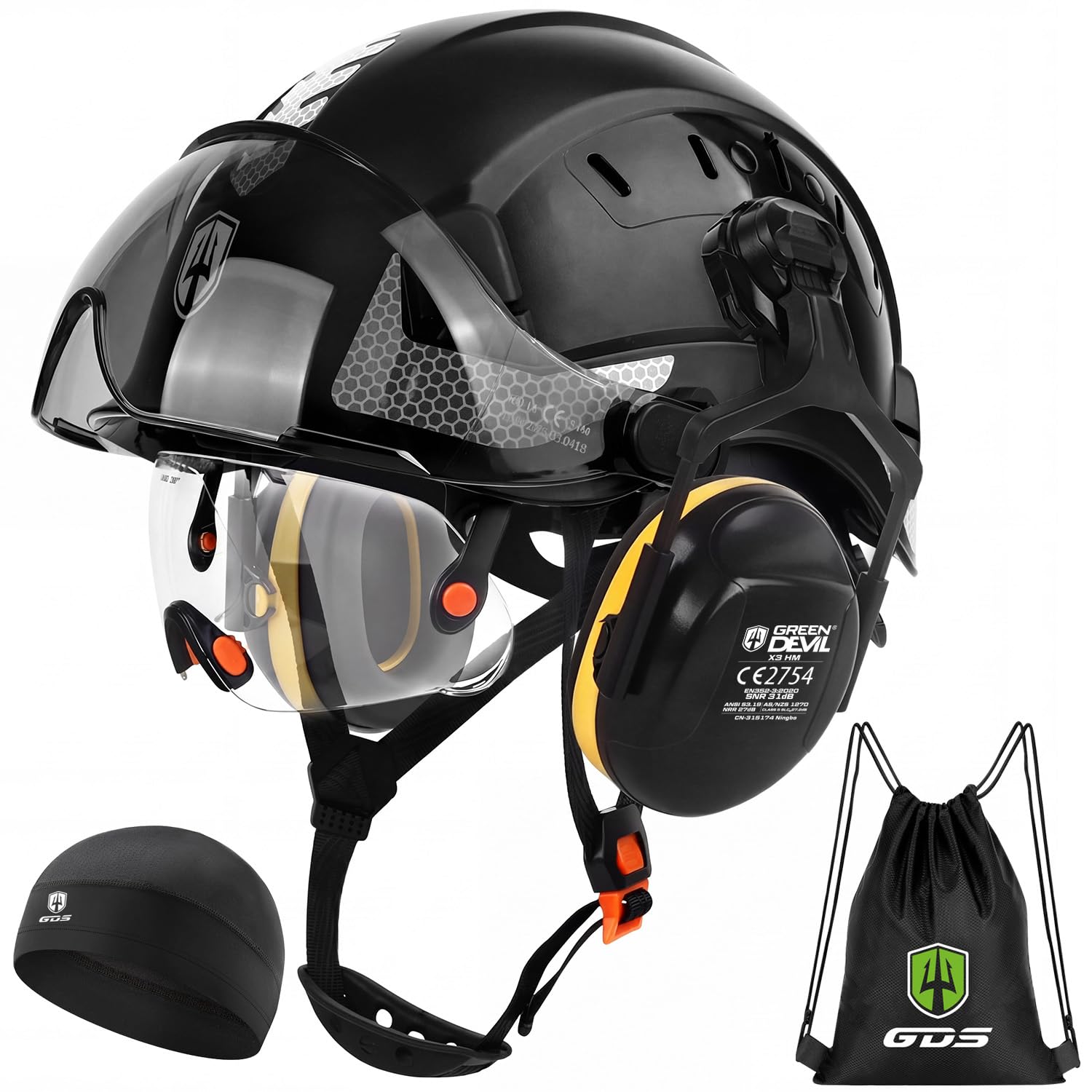 GREEN DEVIL Mervex - Casco de seguridad forestal con gafas de