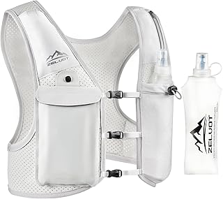 Zelvot Running Vest for Women Men, USA Original Patent, Adjustable Chest Straps Running Hydration Vest with 500ml Soft Fla...