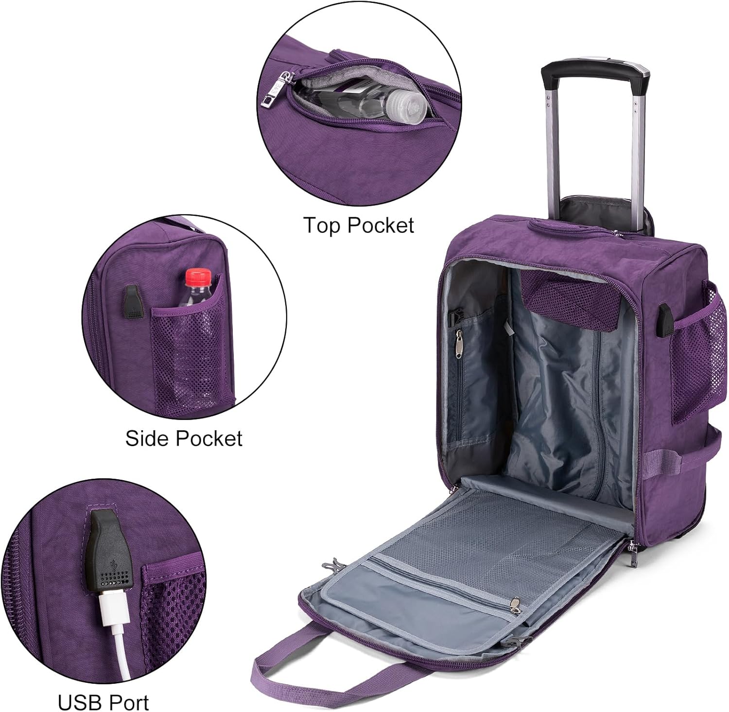 For JetBlue Airlines 17x13x8 Inches Rolling Personal Item Underseat Rolling Travel Bag - Suitable for Major Airlines including Spirit, Jetblue and Frontier- Duffel Bag Design