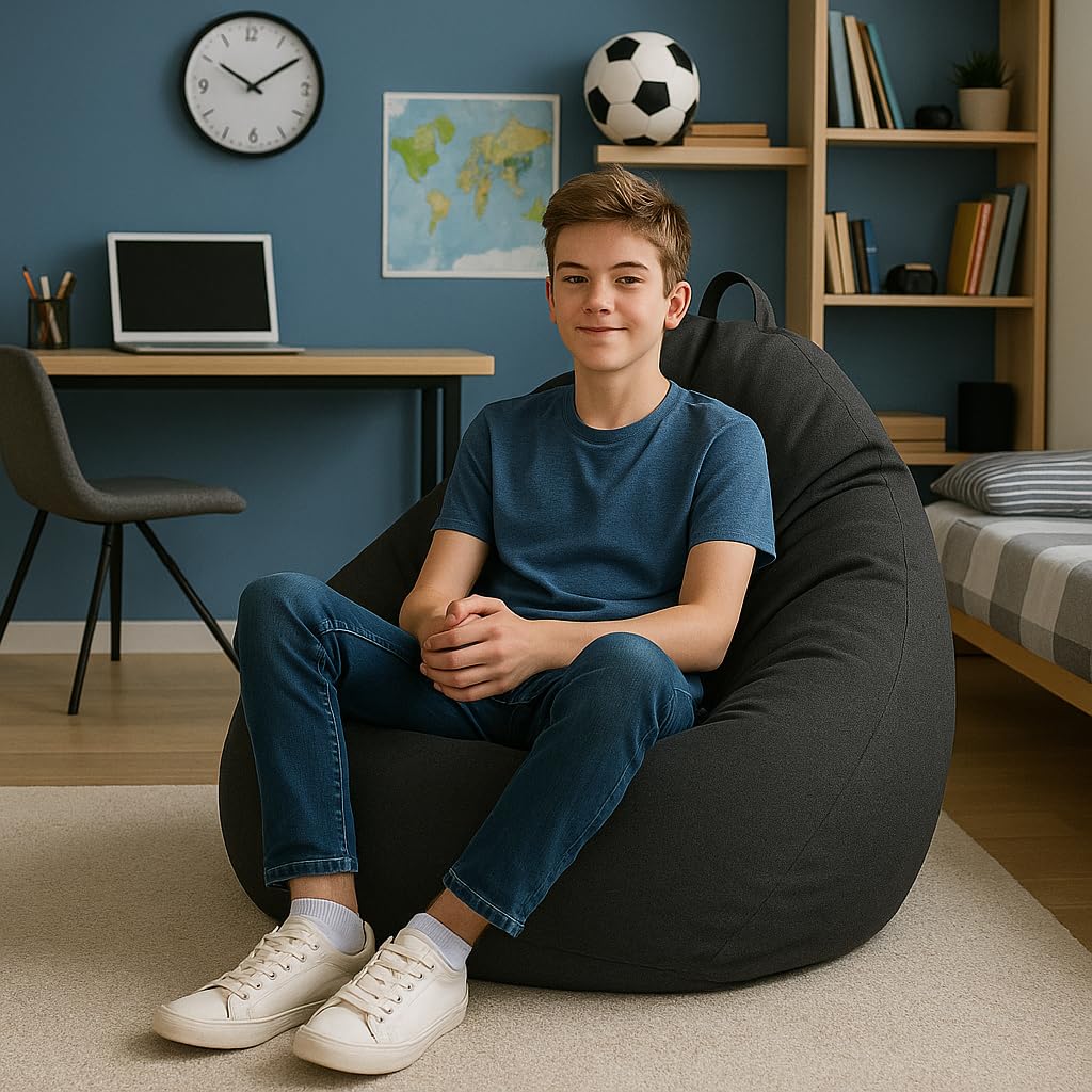 Pouf avec garnissage ECO Fauteuil Relax-Siège Coussin de sol Bean Bag 80x90x50 cm 185 L Noir