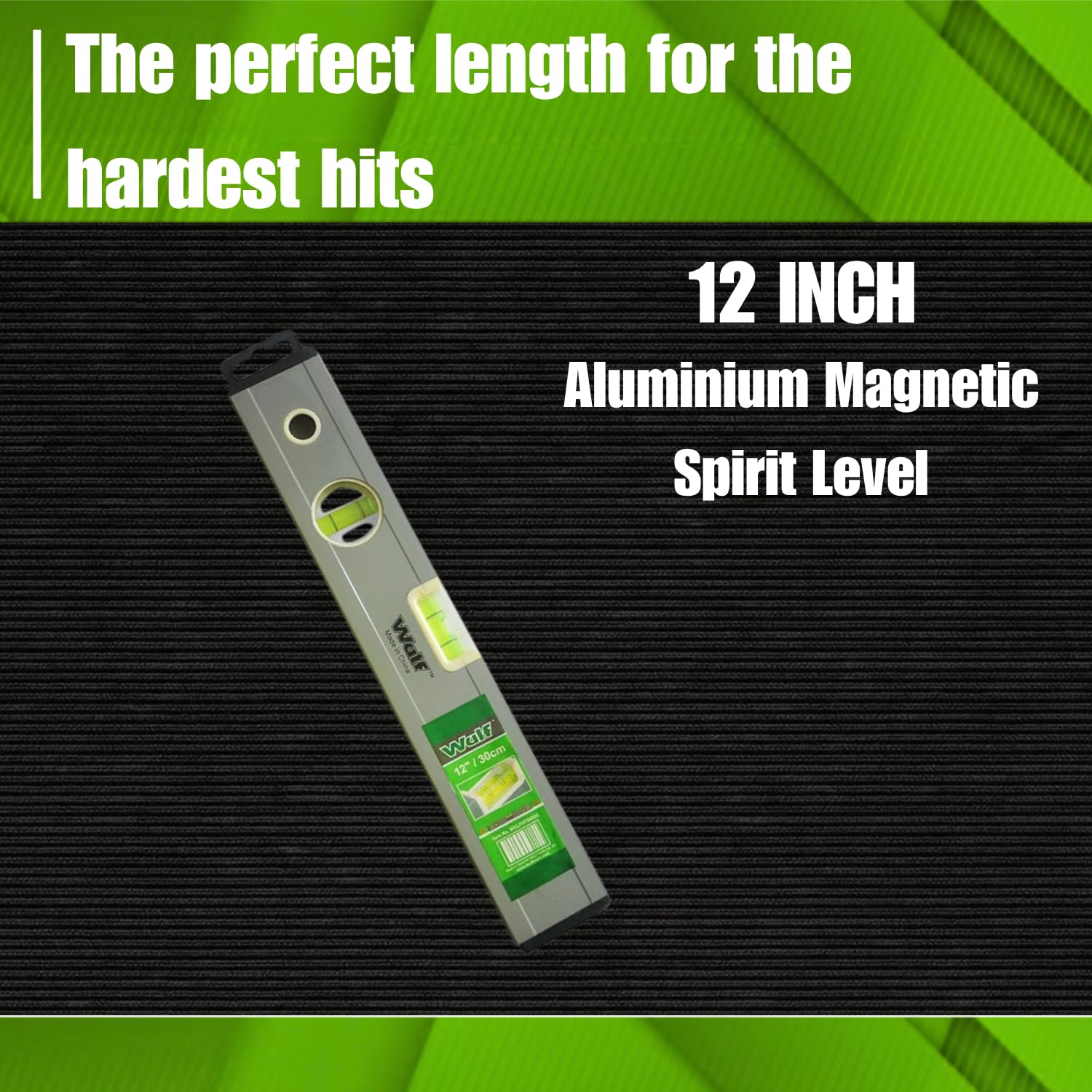 WULF 12 Inch Aluminium Magnetic Spirit Level | Heavy Duty Water Level Indicator for Accurate Measurement | Magnetic Carpenter’s Level Tool for Construction, Woodwork & DIY (Silver)