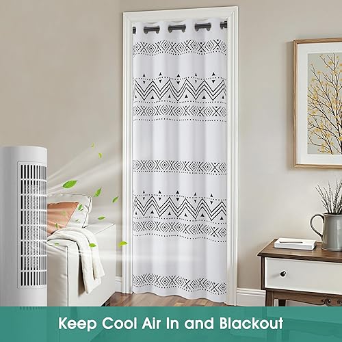 Miniatura 23 de HOMEIDEAS Cortinas de puerta para privacidad de puerta, cortina opaca para puerta de armario para dormitorio, cortinas con aislamiento con lazo