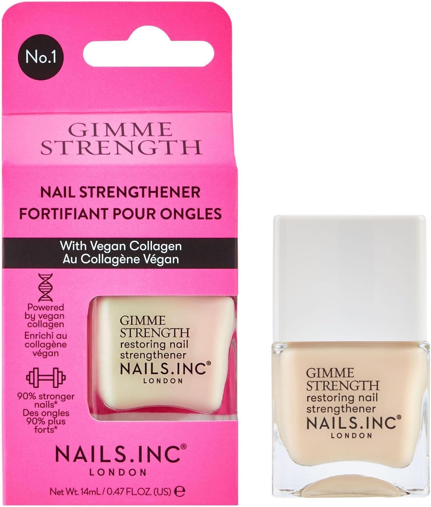 Nails Inc Gimme Strength Nail Treatment, Restoring Strengthener, Vegan Collag...
