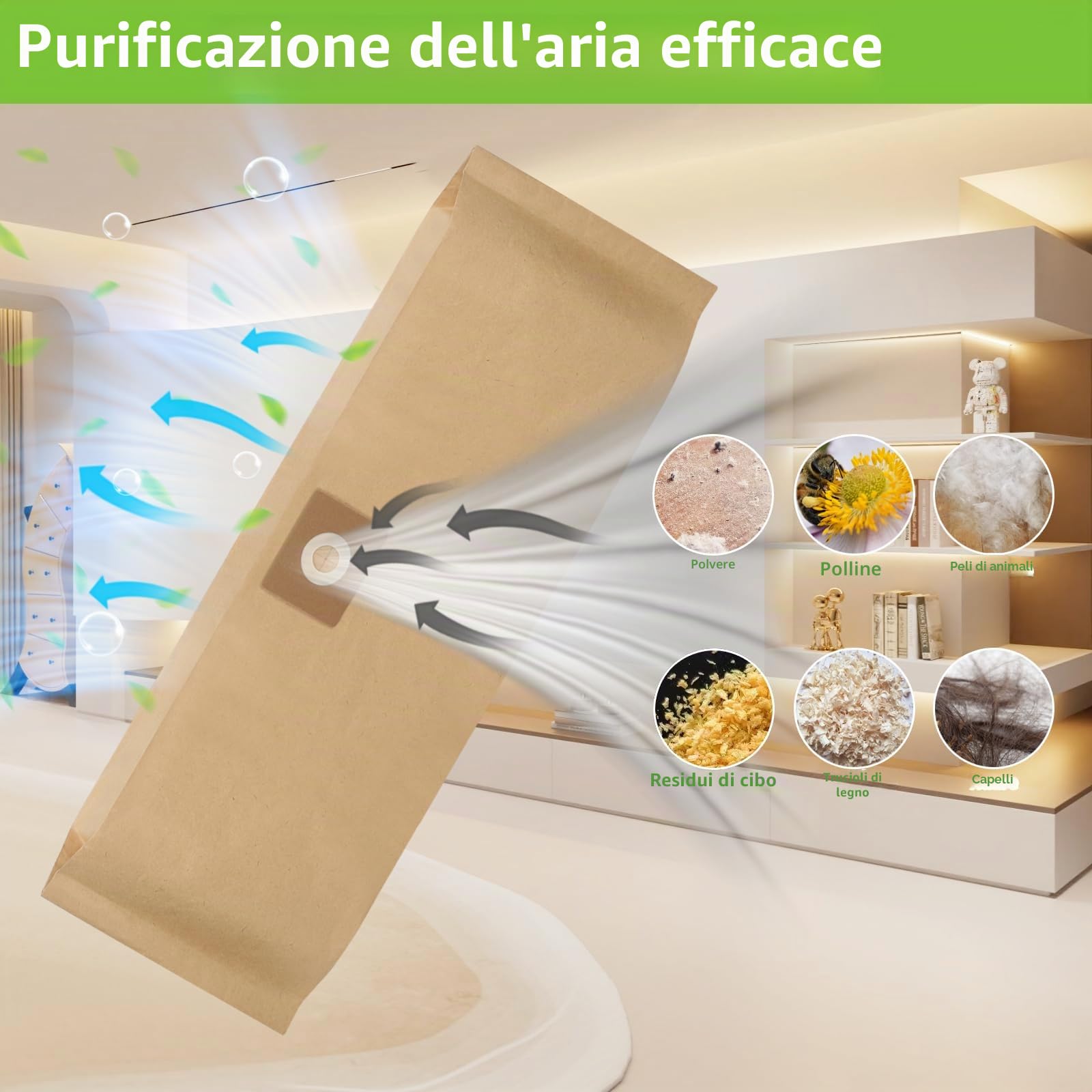 15 sacchetti filtro di carta per Bosch Advancedvac 20 sacchetti accessori