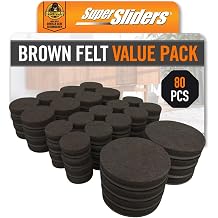 Super Sliders Gorilla Glue Assorted Felt Furniture Sliders for Hard Surfaces, Noise-Reducing Adhesive Furniture Moving Pads with Gorilla Glue Technology 80, Brown
