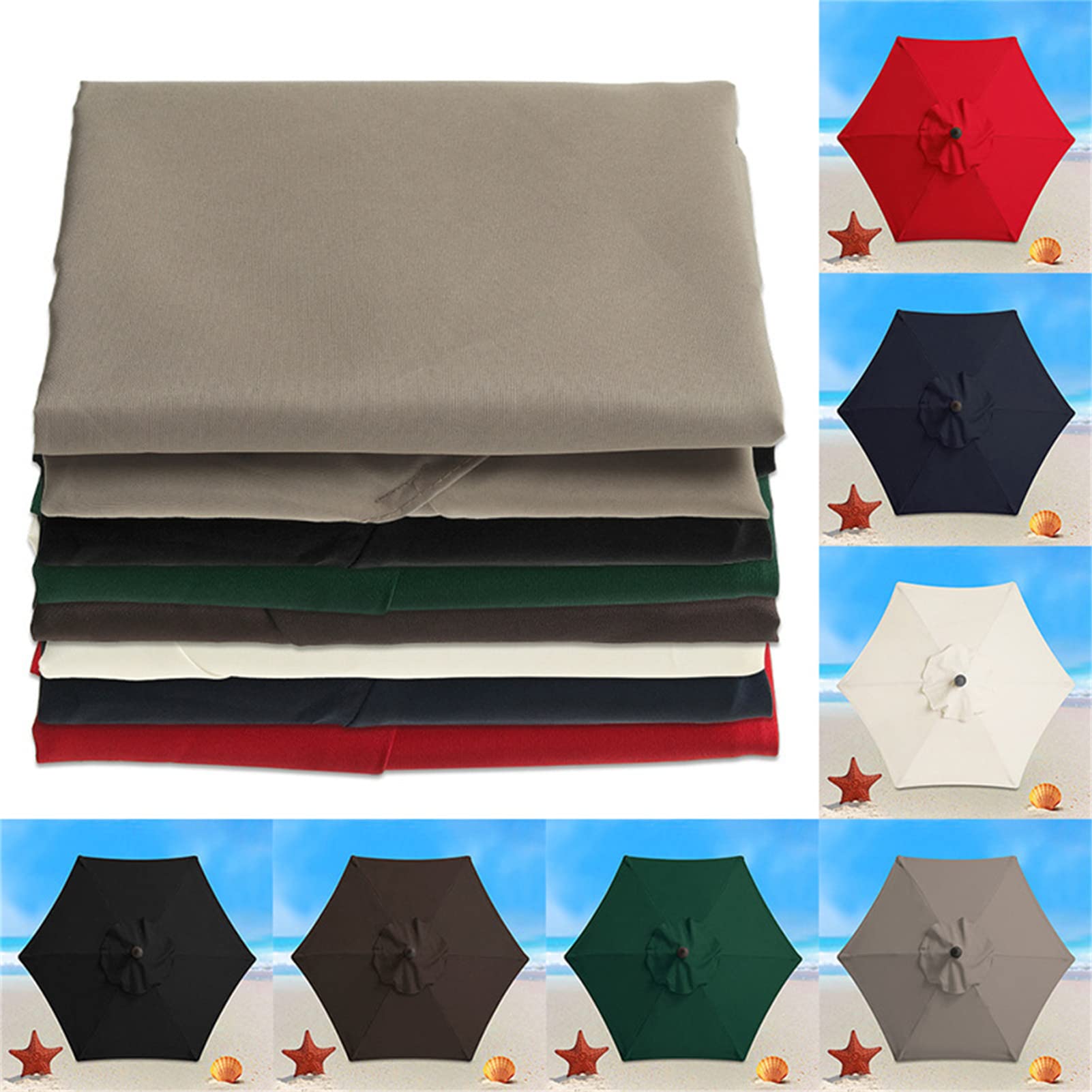 Zapasowy baldachim na 6 żeberek parasol zewnętrzny ochrona przed promieniowaniem UV wodoodporna tkanina pasuje do 2 m/2,7 m/3 m parasol stołowy czarny 2,9 m - pokrowiec