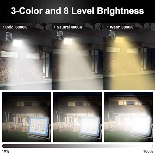 Miniatura 4 de Luces solares de inundación de 100 W regulables para exteriores, 108 luces LED de calle solares del atardecer al amanecer, 3000 K4000 K6000 K CCT