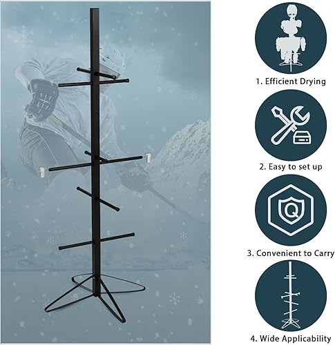 Miniatura 7 de Estante de secado de equipo de hockey para almacenamiento de equipo deportivo de metal, estante seco de almacenamiento de equipo deportivo de hockey