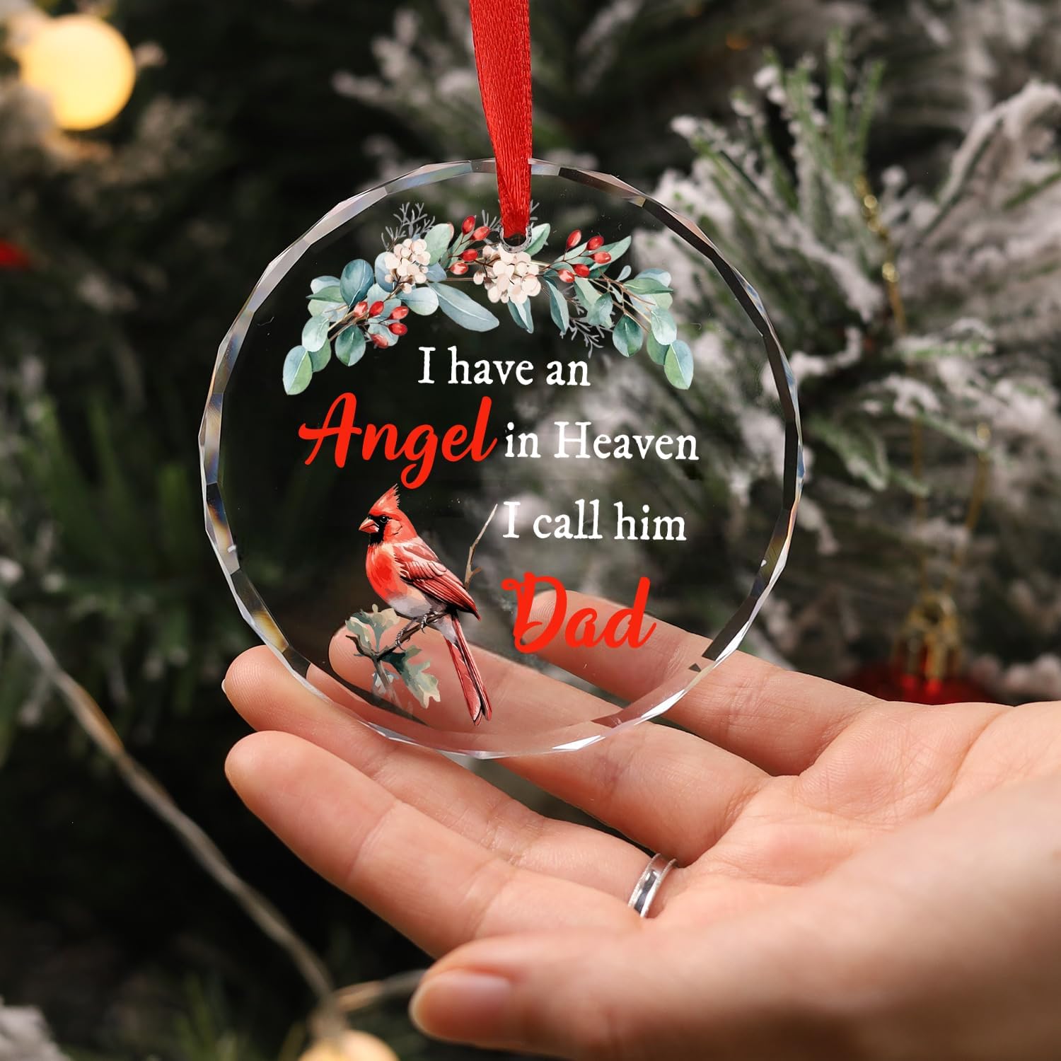 Cardinal Ornaments for Loss of Loved One, Sympathy Keepsake Gift for Passed Loss of Father, Bereavement Gifts, Memorial Christmas Ornament, Remembrance Condolence Gifts (Angel-Dad) - Image 5