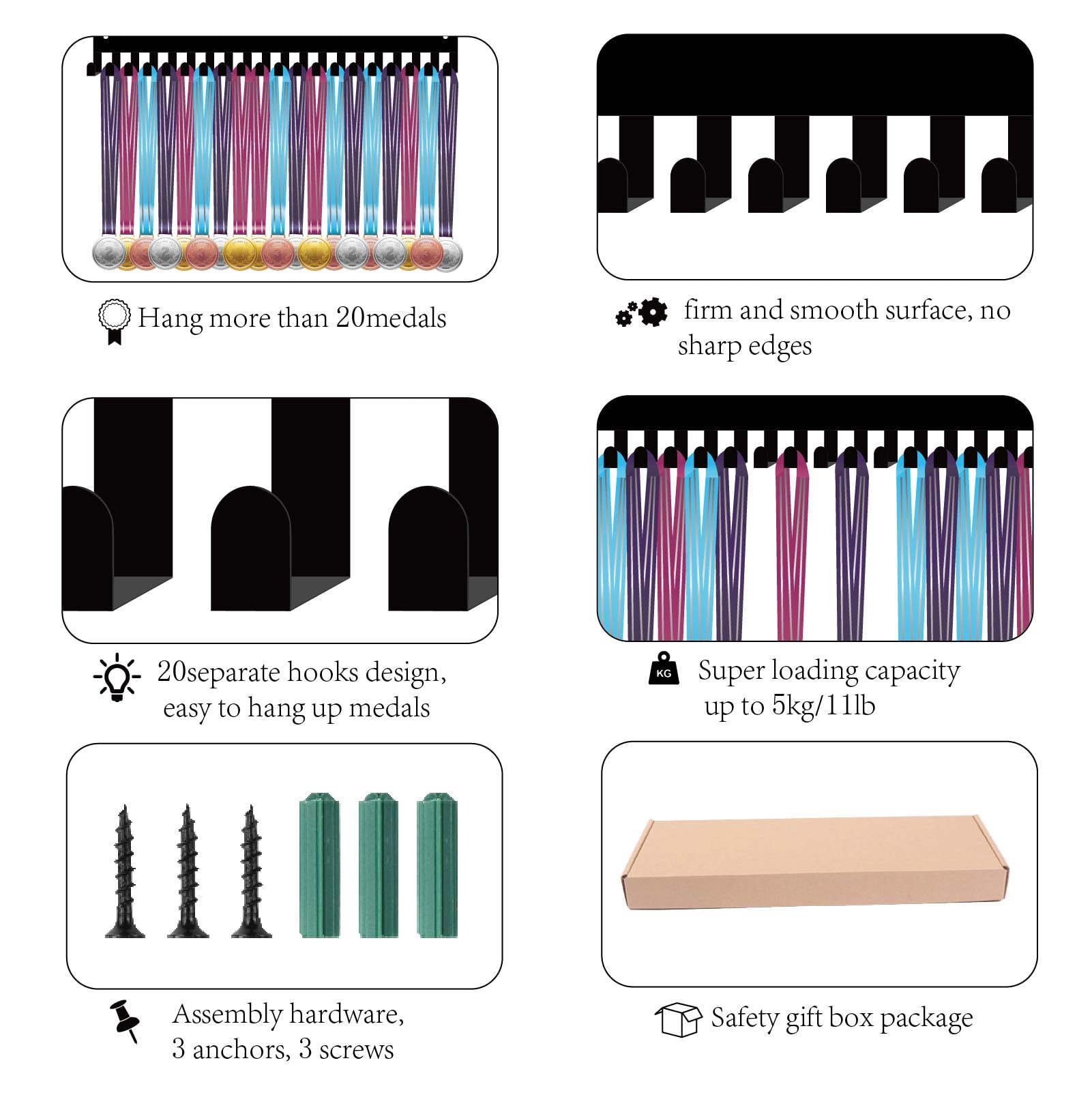 Medallero Colgador De Medallas CREATCABIN Soporte Para Medallas Never Give  Up Para Medallero Gimnasia Ritmica, image size:1601x1602