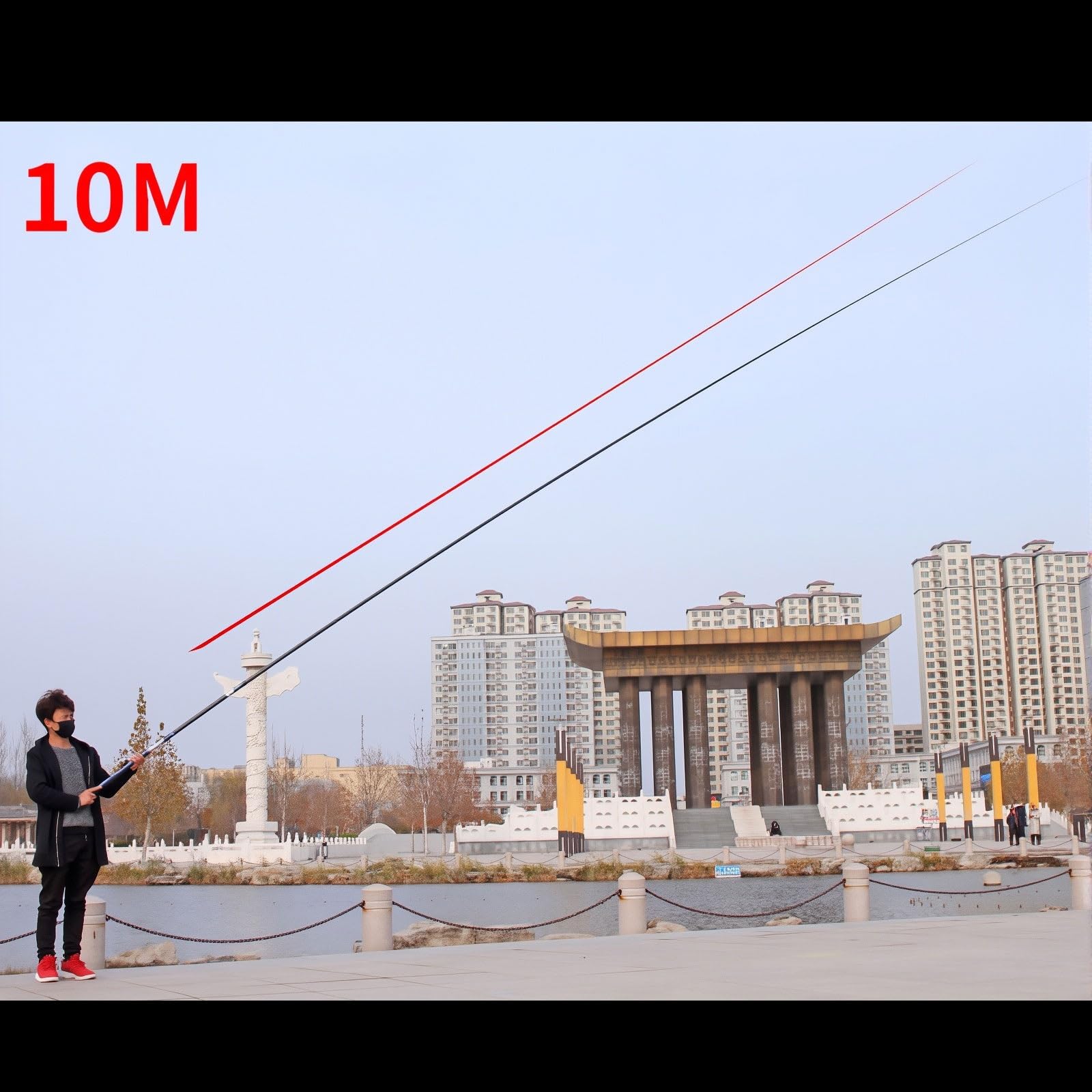 Canna da Pesca Telescopica in Fibra di Carbonio Sezione Lunga 8m 9m 10m 11m 12m 13m 14m 15m Canne da Pesca Lunga Distanza Pesce Grosso Attrezzi da Pesca(10m)