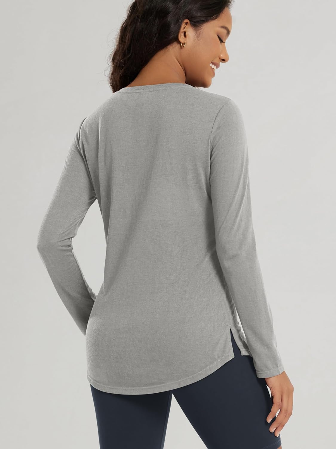 ODODOS Women's Long Sleeve Tunic Top - Ultralight Soft Breathable Side Slit Basic Tee Yoga Workout T-Shirt - Image 2