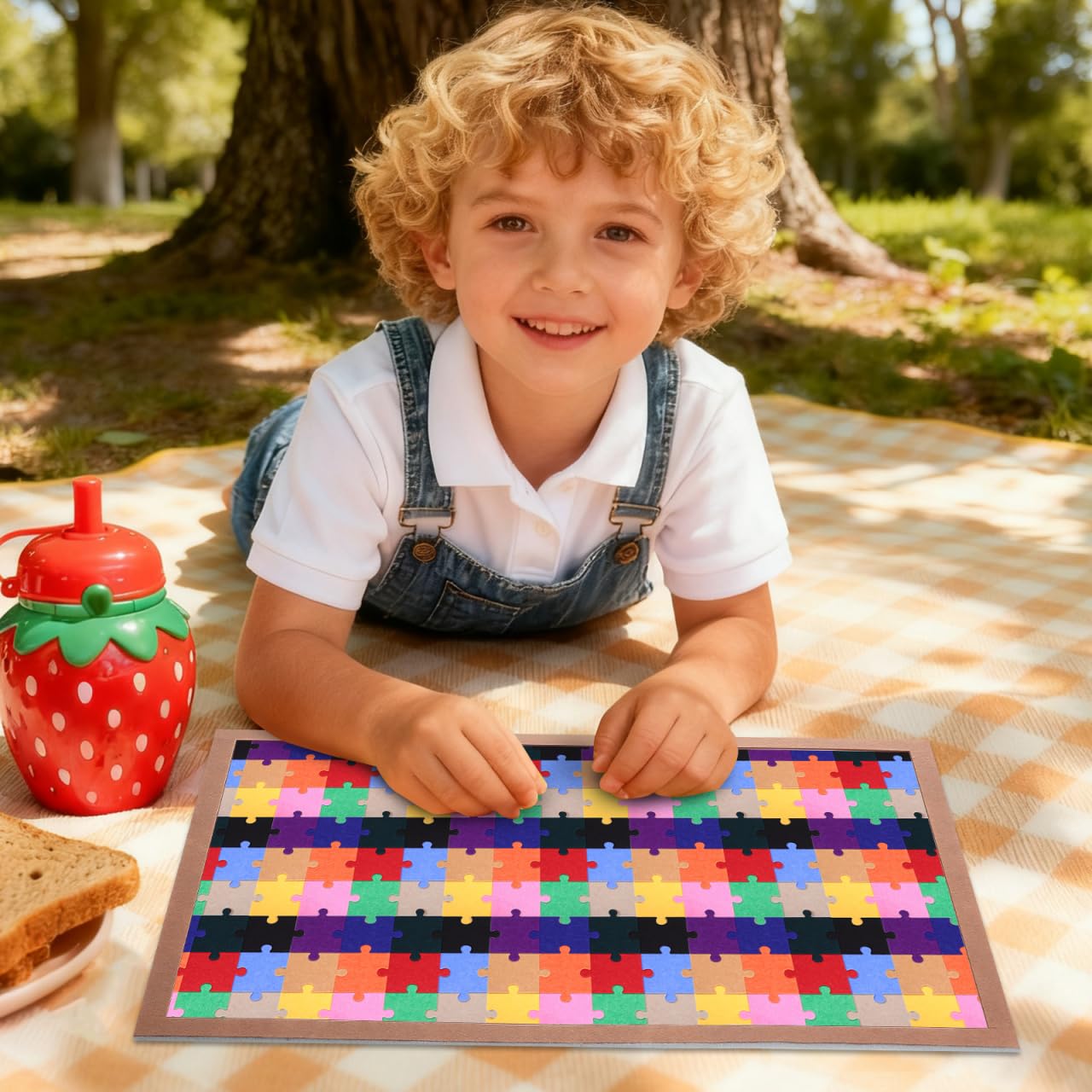 Gatuida Foldable Puzzle Board with Nonslip Pad and Frame Puzzle Mat for Jigsaw and Crafters, Multicolor, 60.00X40.00X1.00CM - Image 3