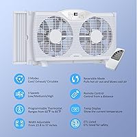 Vista 8 de shinic Ventilador de ventana doble con 2 mandos a distancia