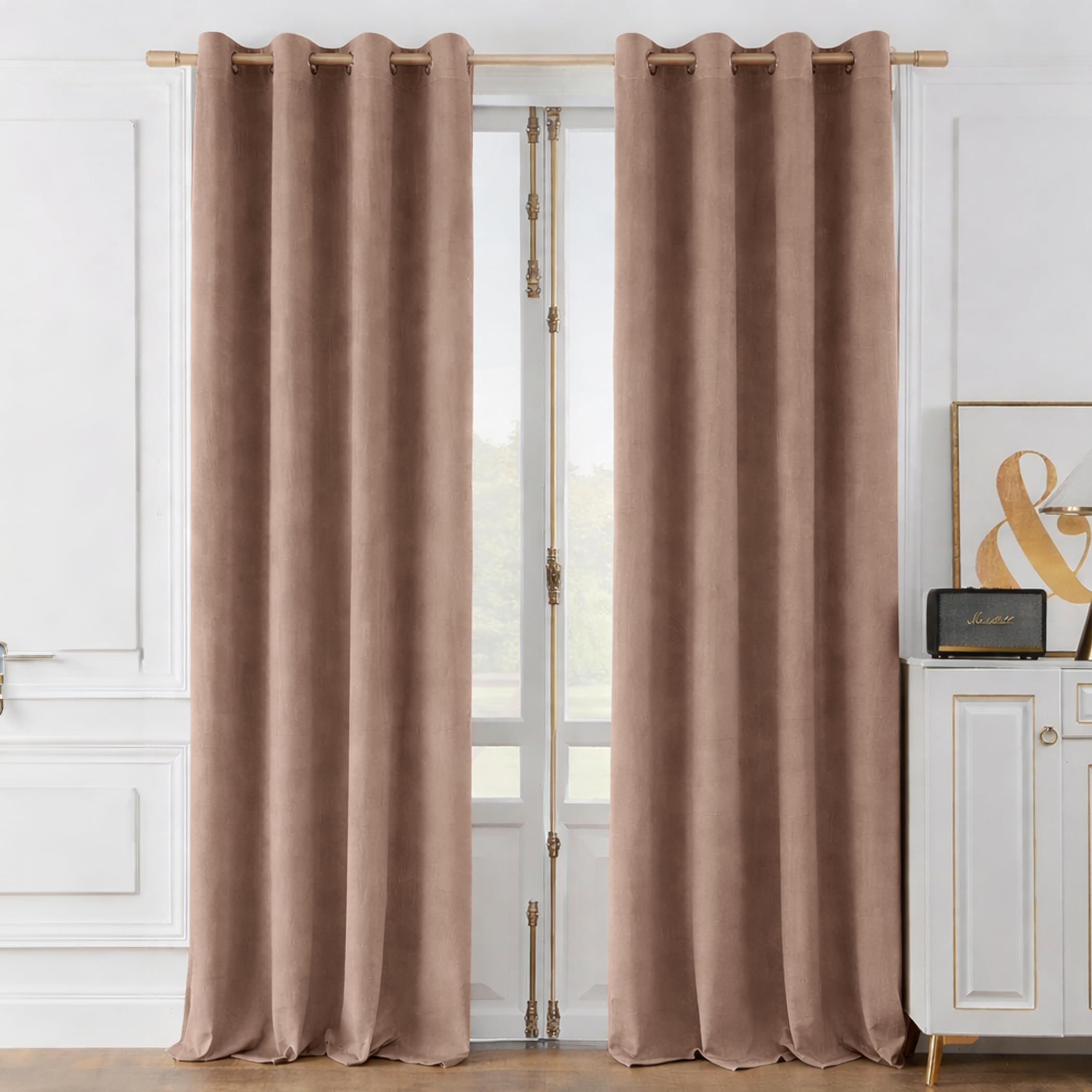 Deco Window Polycotton 100% Blackout Solid Curtains 7 Feet Long Set of 2, Room Darkening Eyelet Curtains for Bedroom & Living Room (Moon Light, 7 Ft)-image-12