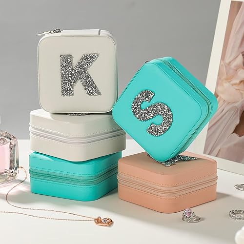 Miniatura 2 de Parima Joyero de viaje, organizador de joyas, regalos para mujeres, pequeño estuche de joyería con inicial, regalos esenciales de viaje para mamá,