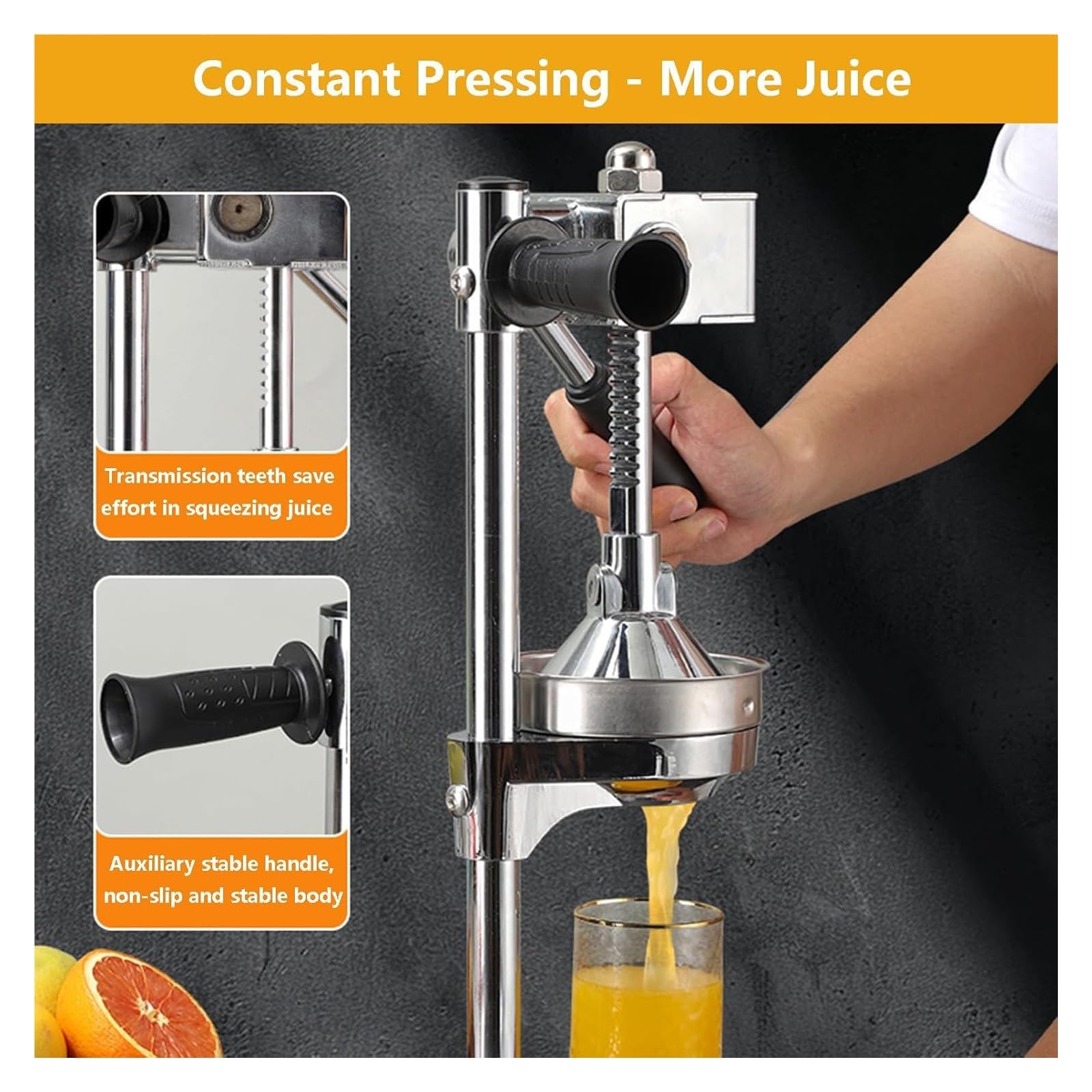 Cast-Iron Orange Juice Squeezer, Commercial Juicer Machine, Hand Press Citrus Juicer Orange Extractor For Various Commercial And Family Gatherings(Black)