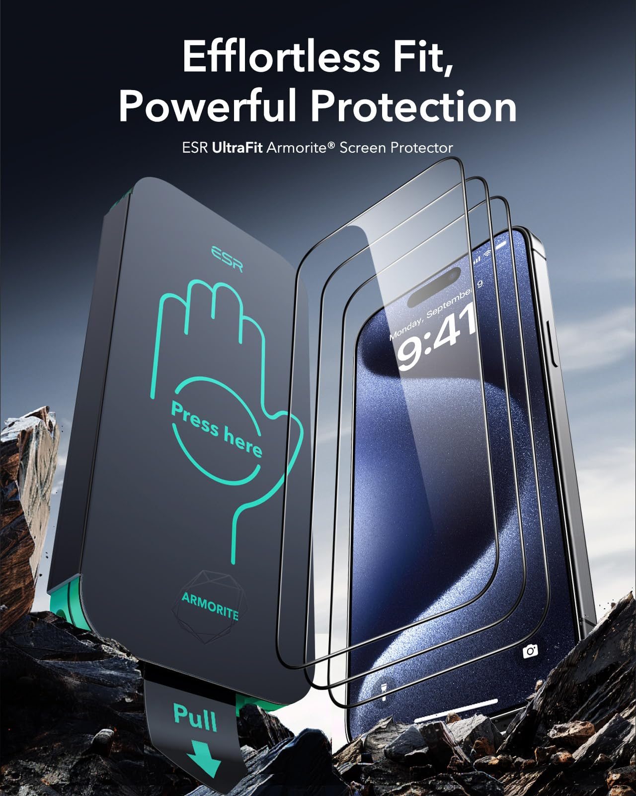 ESR Pellicola Vetro per iPhone 15 Pro Max, Vetro temperato 9H+, Zero bolle e polvere, Protezione di grado militare, Durevole con strumento di installazione facile, 3 Confezioni