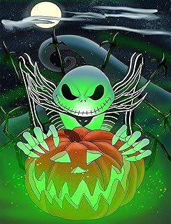 Halloween Diamond Painting Kits for Adults, Glow in The Dark Diamond Art Kits for Adults, Jack Diamond Painting Gem Art Kit Horror Diamond Dot Art Bead Art Kit for Adults Diamond 12x16 Inch