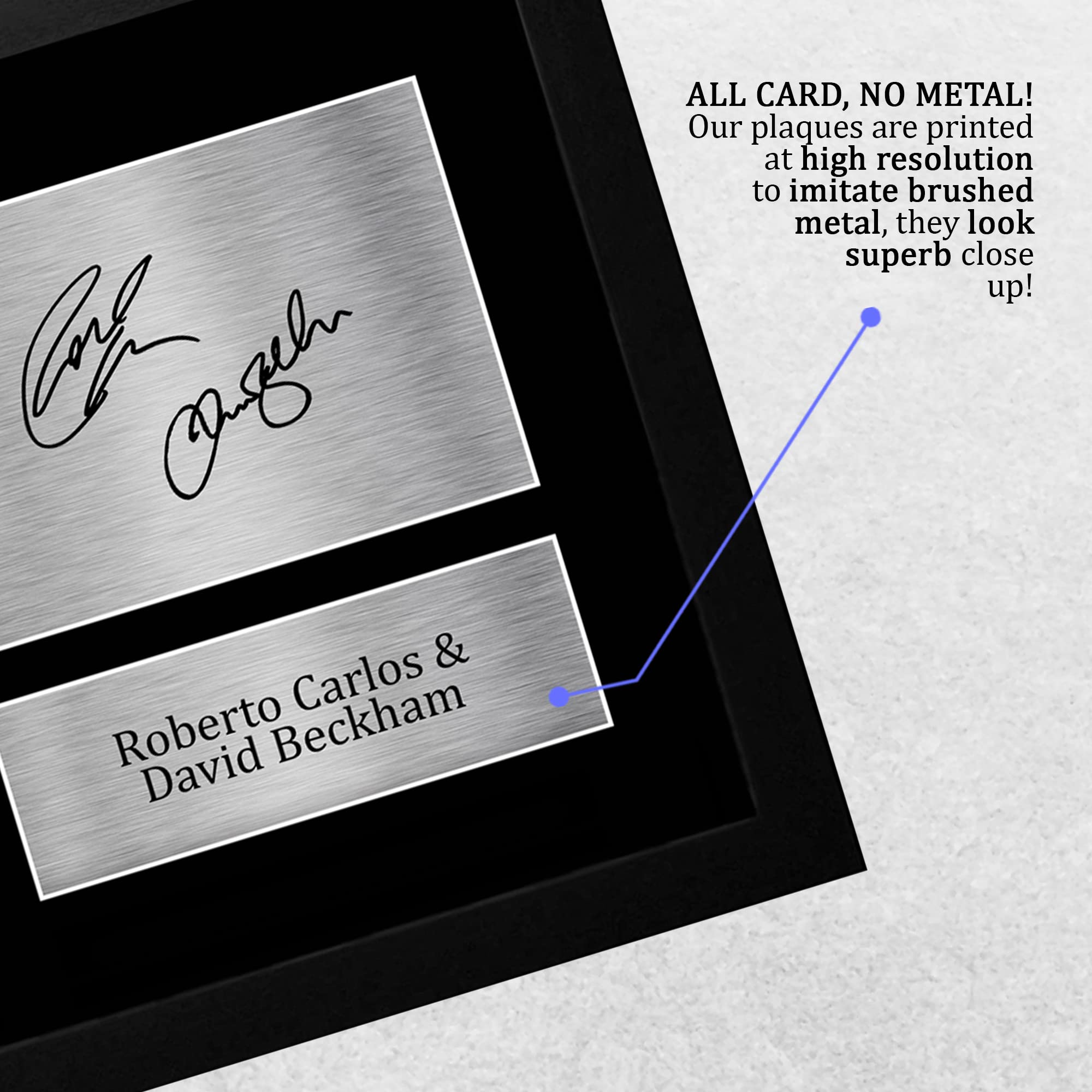 HWC Trading FR A4 Roberto Carlos & David Beckham Real Madrid Regali Stampati Autografo Firmato Foto Per Gli Appassionati Di Calcio E Sostenitori - A4 Framed