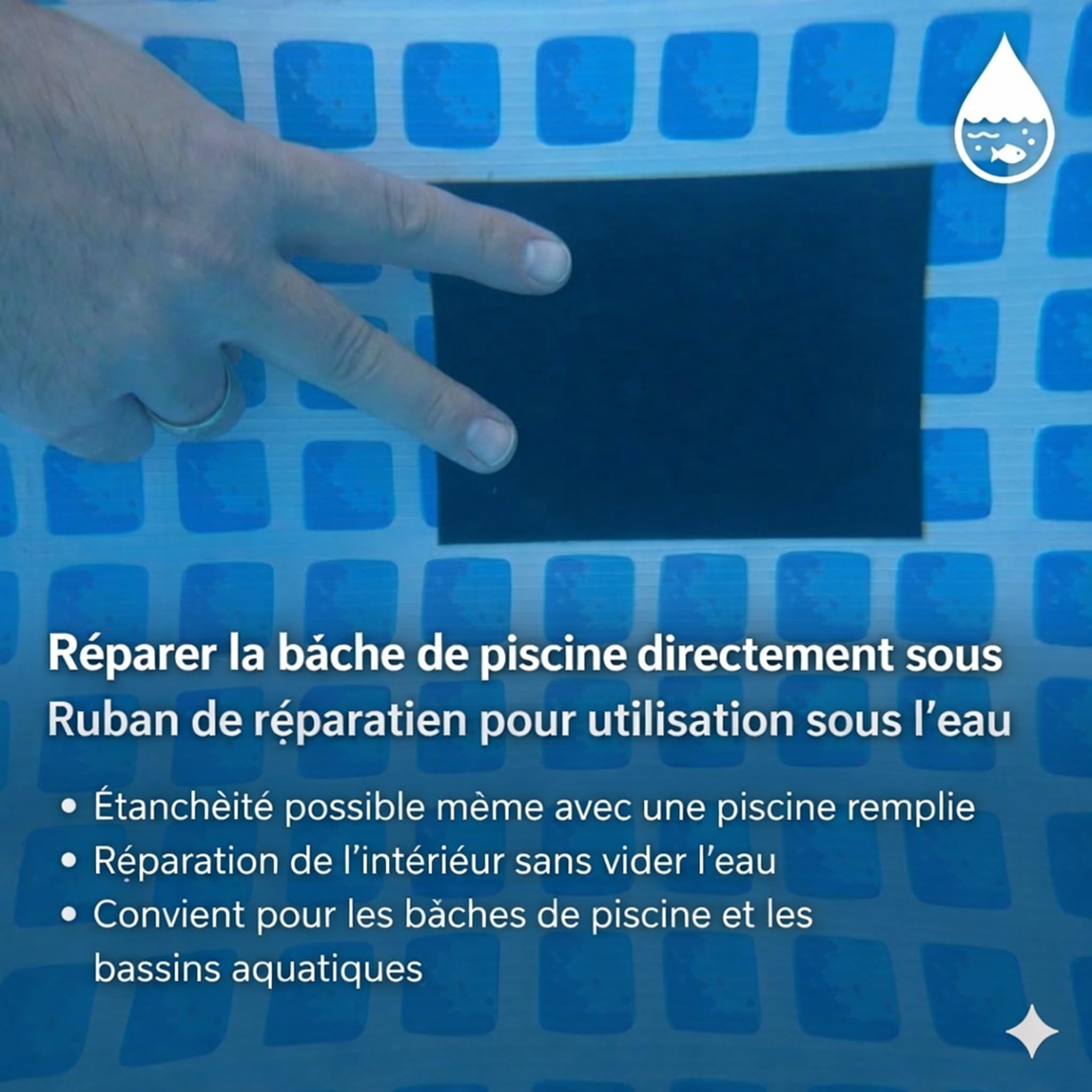 Ruban adhésif sous-marin étanche réparation piscine 10 cm x 150 cm transparent