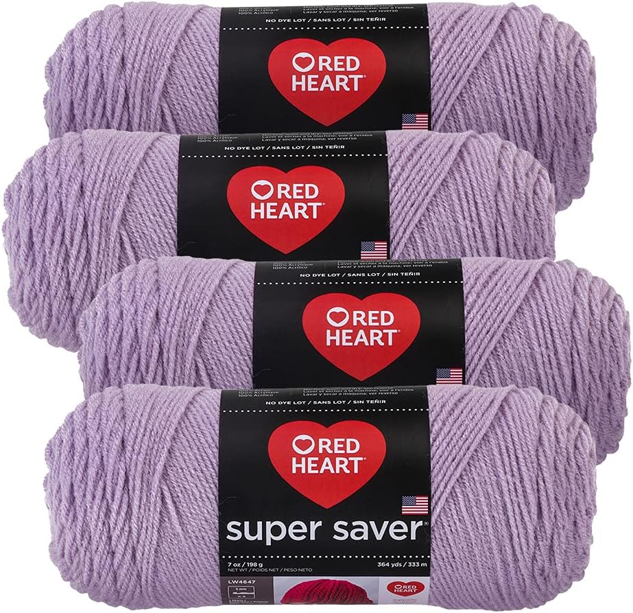 Red Heart Super Saver Yarn (4-Pack of 7oz Skeins) (Pale Plum)