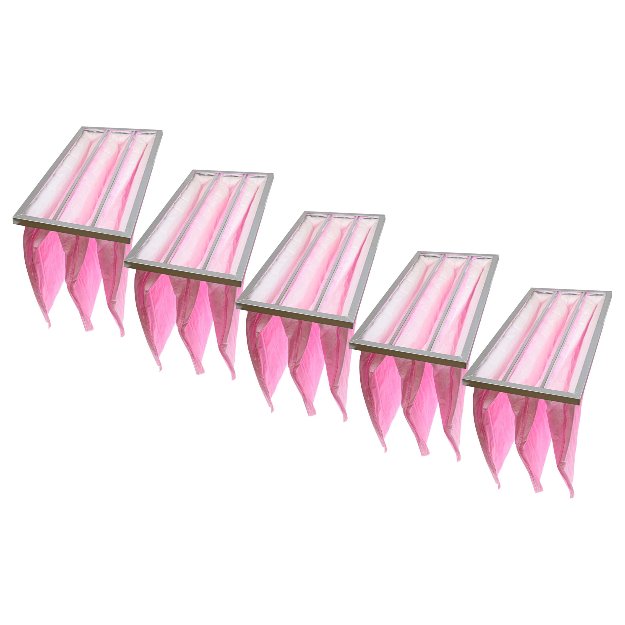 vhbw 5x Filtros de bolsa para sistemas aire acondicionado y ventilación | Filtro F7, 28,7 x 59,2 x 36 cm Rosa