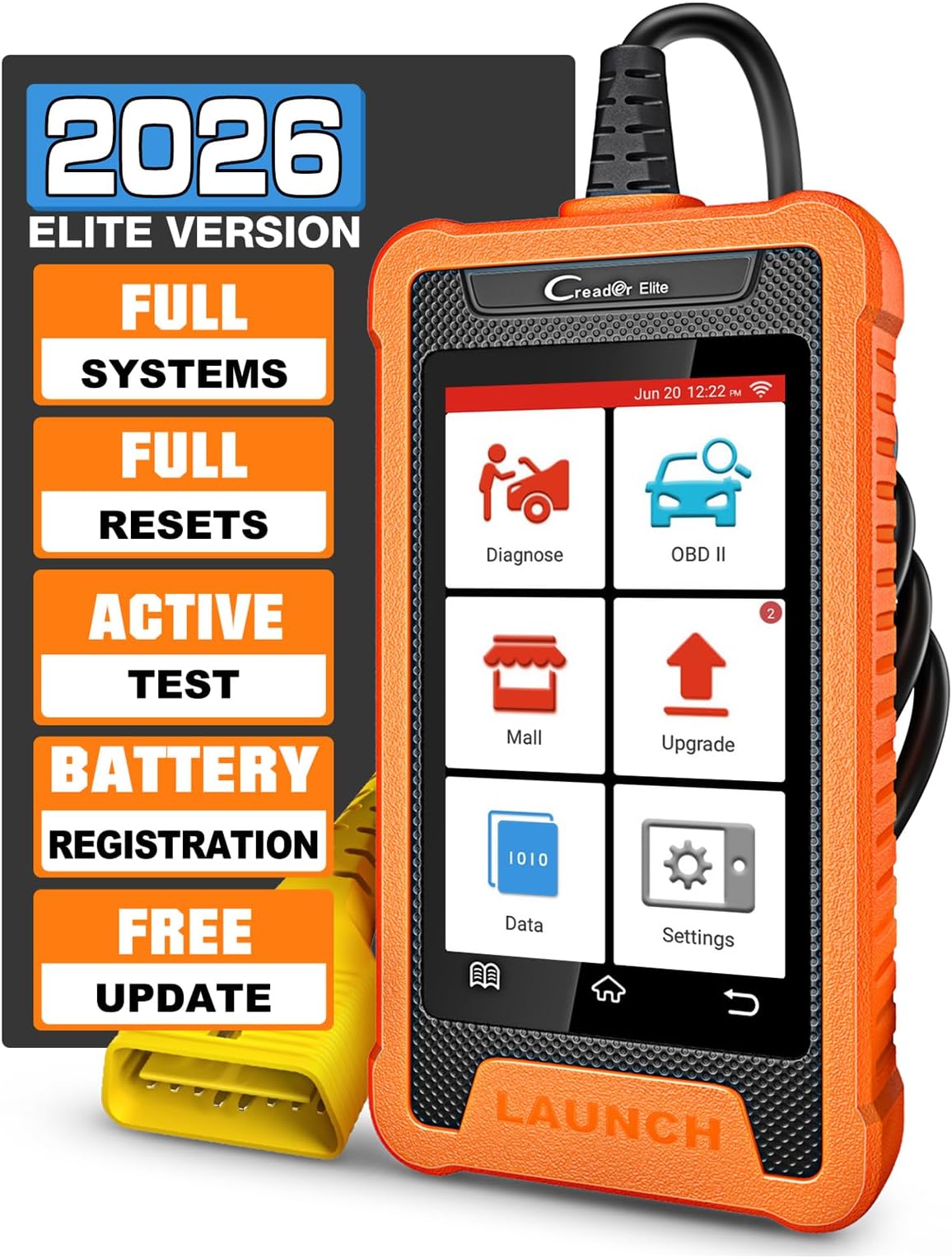 Launch 2024 Creader Elite OBD2 Scanner for Toyota Lexus, Full System Bi-Directional Diagnostic Scan Tool, All Reset Service Code Reader, Battery Registration,ECU Coding, AUTO VIN,Lifetime Fr-ee Update