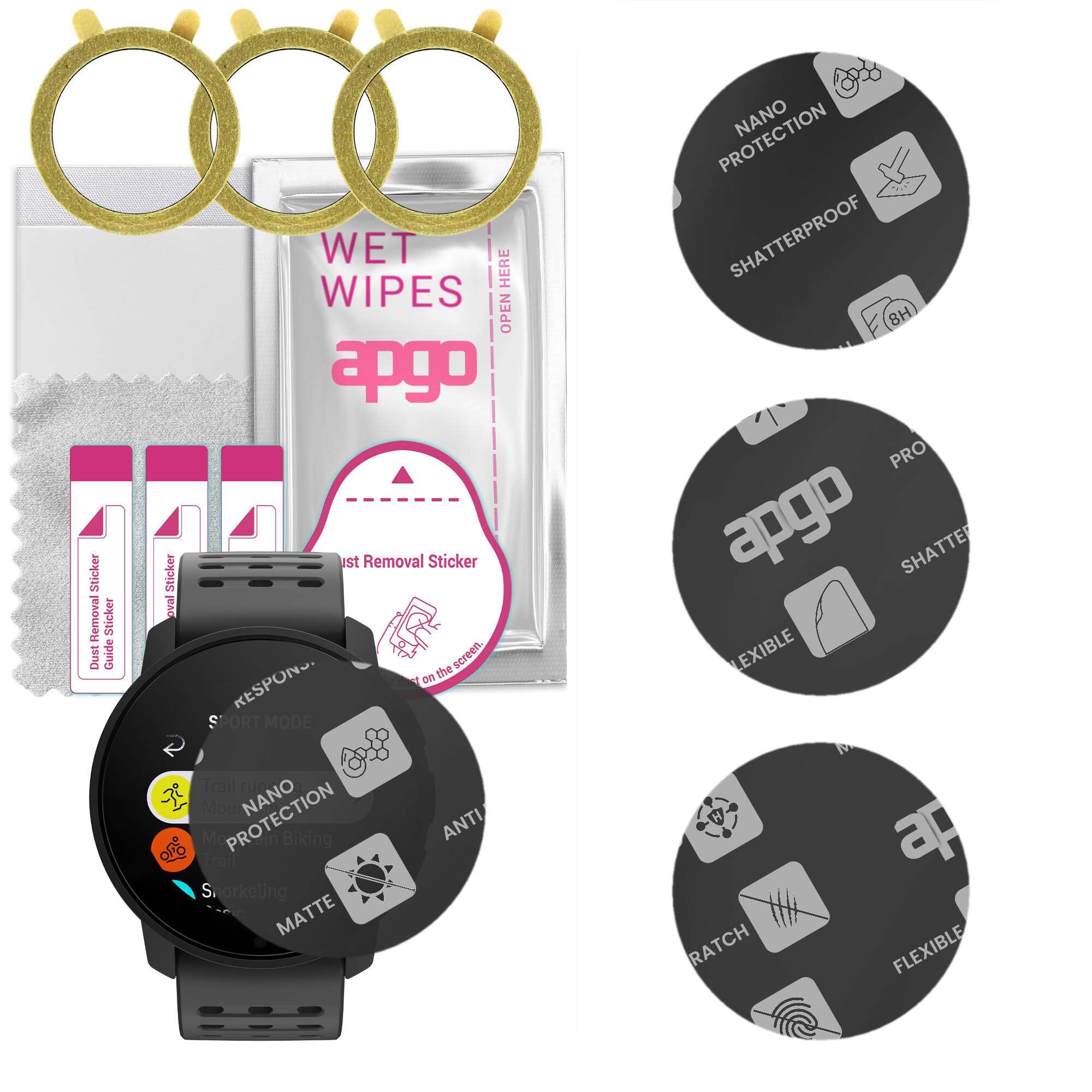 3x apgo MATTE Hybrydowe MATOWE szkło ochronne do Suunto 9 Peak Pro, elastyczne szkło nano, doskonała alternatywa dla szkła hartowanego, odporne na zarysowania, pełny klej
