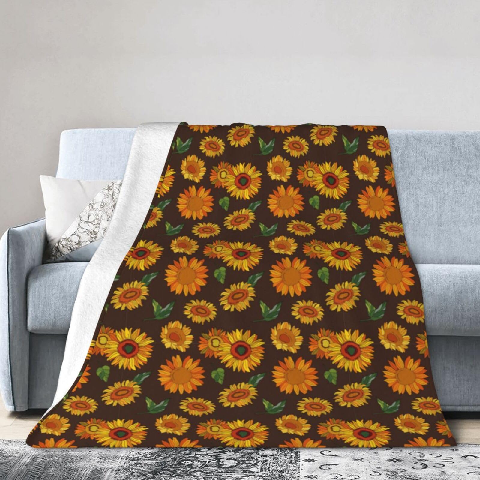 Noble Ren Retro Sunflower Ultra-Soft Micro Fleece Blanket Winter Warm Soft Lannel Fleece Throw Blanket For Couch Sofa Bed 40"X30"