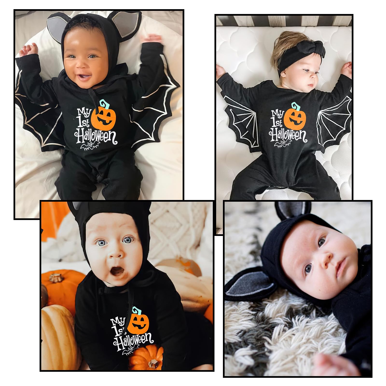 Costume Pipistrello Neonato, Costume Halloween Neonato, Vestito Halloween Neonatos, Vestito Halloweens Neonati, Pagliaccetto Neonati Halloweens, Costumes Scheletro Neonatos 0-18 Mesi