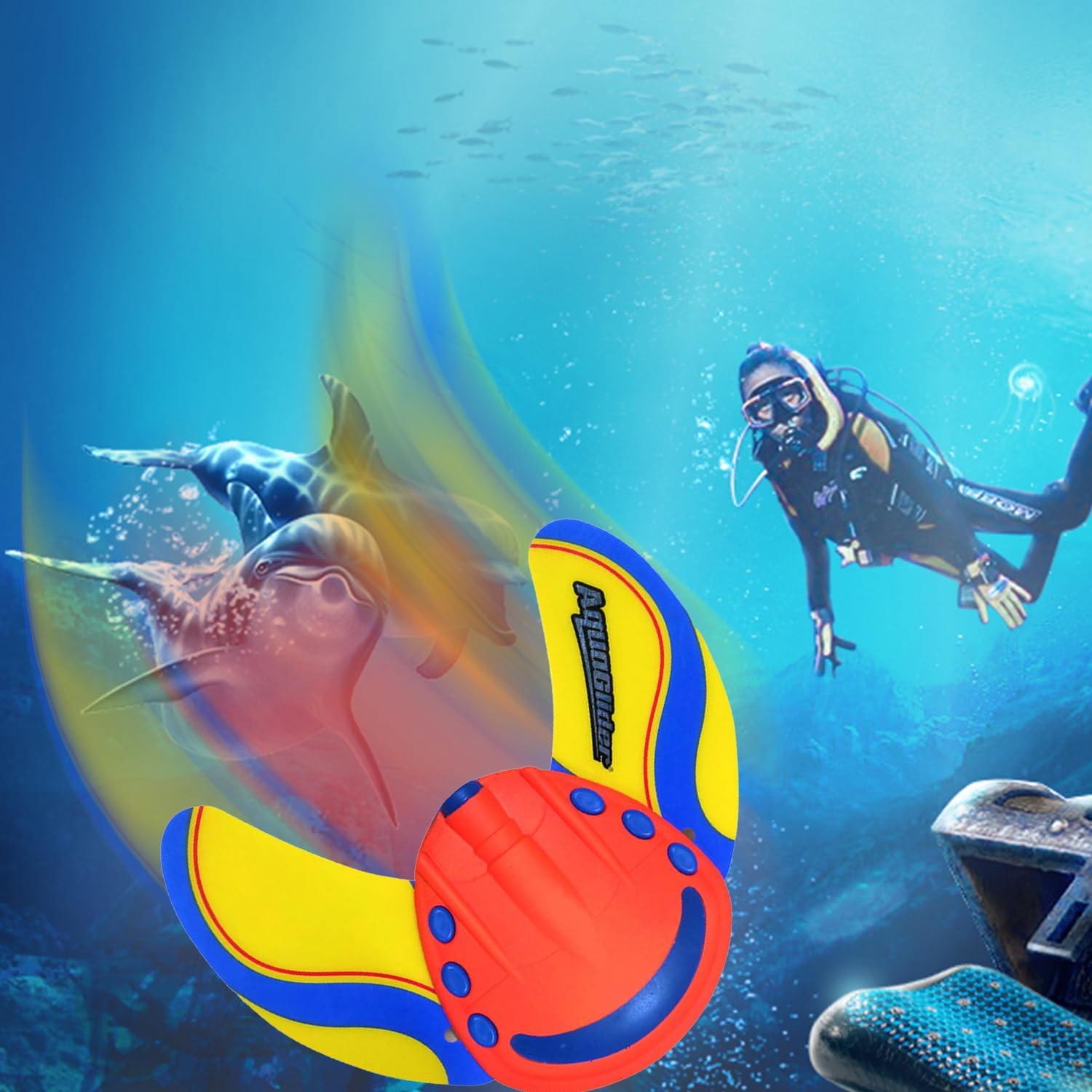 Large Stingray Glider,Underwater Pool Toy with Adjustable Fins Travel Up to 60 Feet for Swimming,Diving,Beach and Pool Toys, Fun Water Games for Kids and Adults