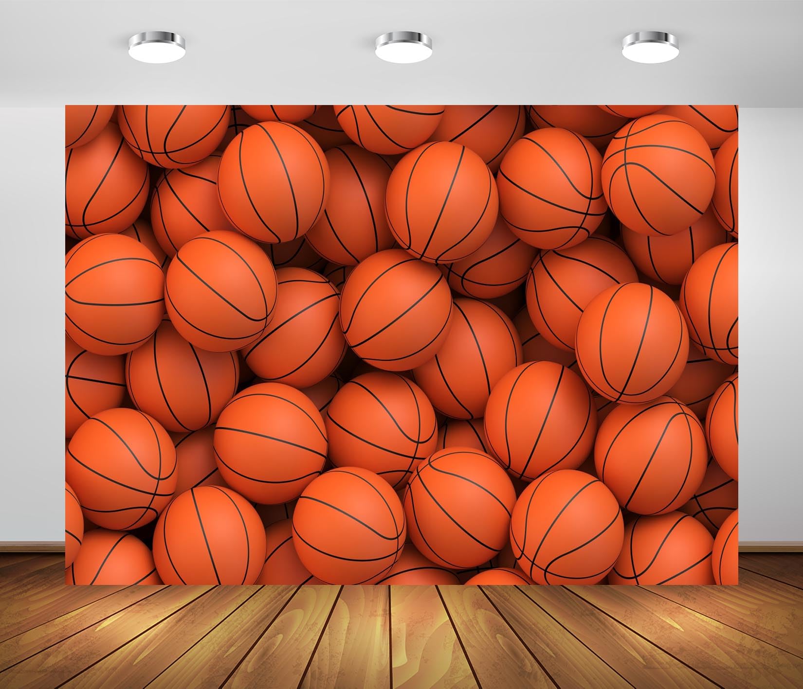 BELECO 7x5ft Fabric Basketball Balls Backdrop Basketball Sport Background for Basketball Theme Party Decorations Kids Birthday Photoshoot Cake Table