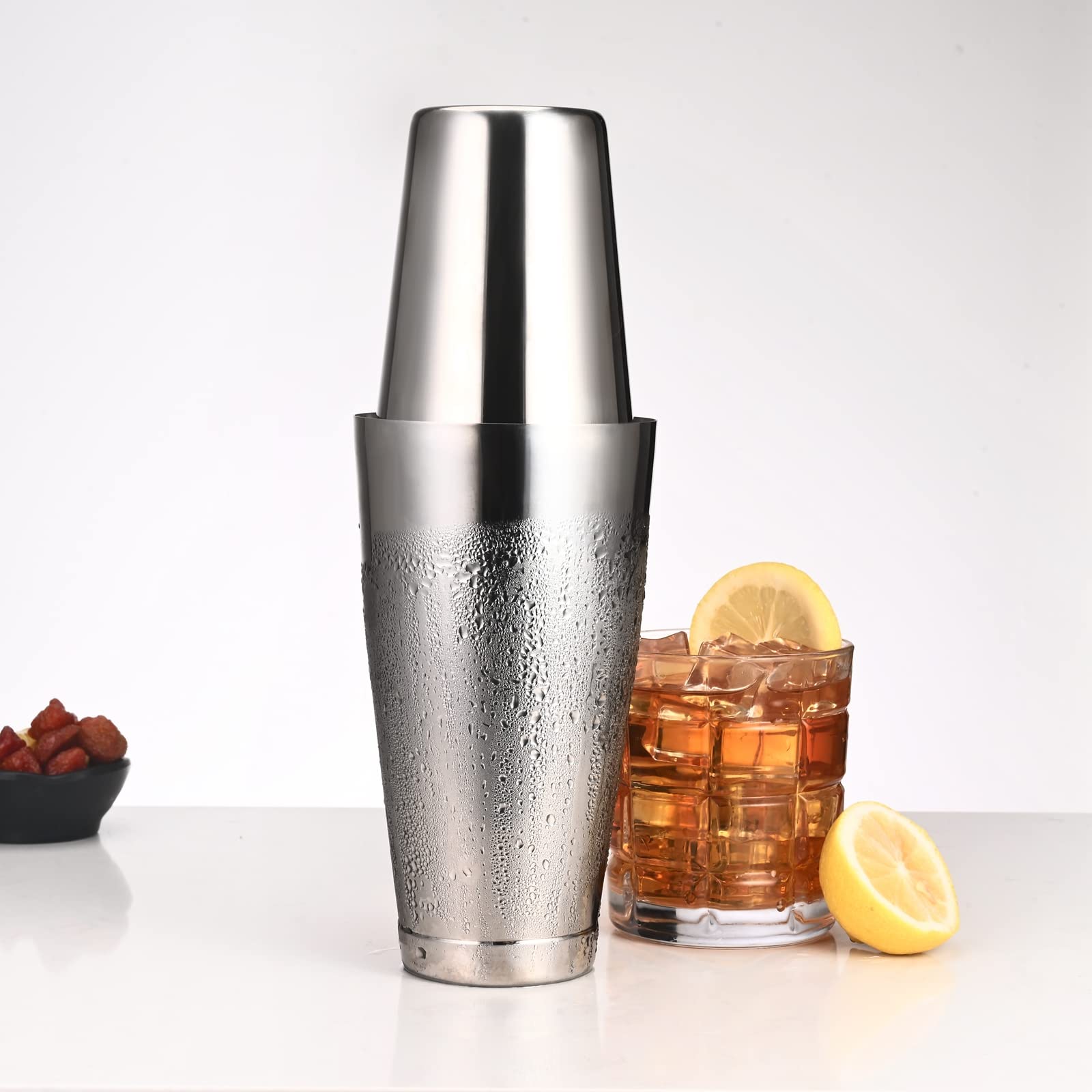 Boston - Coctelera de bar y barman con peso de 28 onzas, sin peso de 18 onzas, para bartending, Martini Shakers de acero inoxidable para bebida, juego de coctelera Boston | Plata. 2