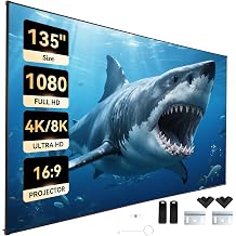 Fixed Frame Projector Screen Ultra-Thin 0.4" Aluminum Frame Wall Projector Screen 135 Inch, Effortless Setup | Perfect for Home Theater, Office Presentations & Outdoor Movies Spring-Loaded Design