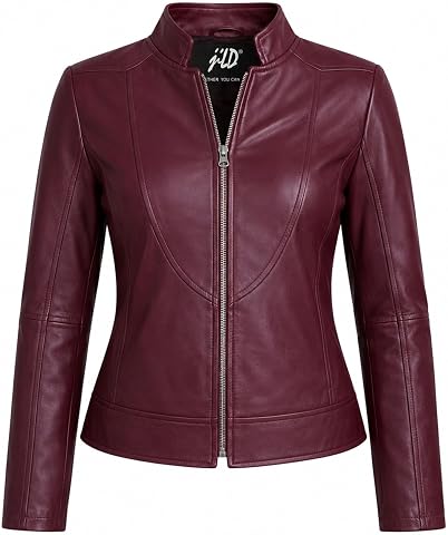 Jild Women's Stylish Collar Casual Leather Jacket - Biker Style Premium Lambskin