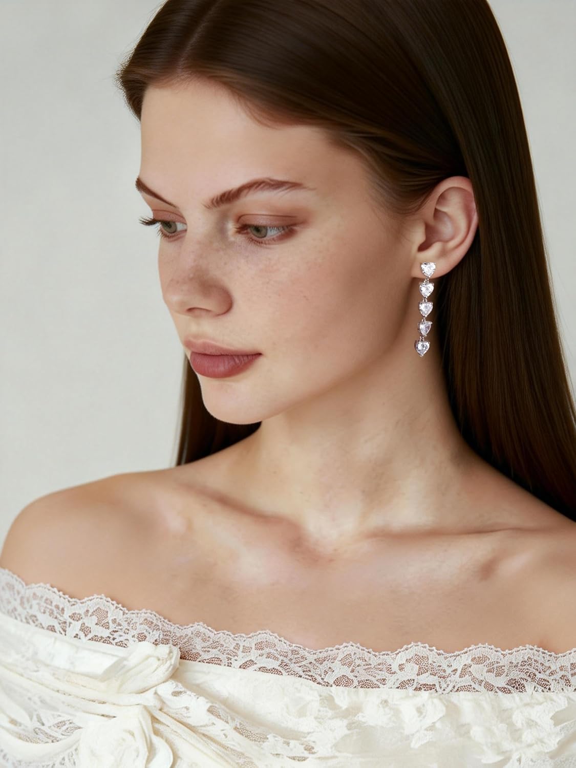 Heart Dangle Earrings for Women Dainty Charm Long Dangling Jewelry Multi Heart CZ Drop Huggie Earring Stud for Valentine's Day Earrings Gifts - Image 3