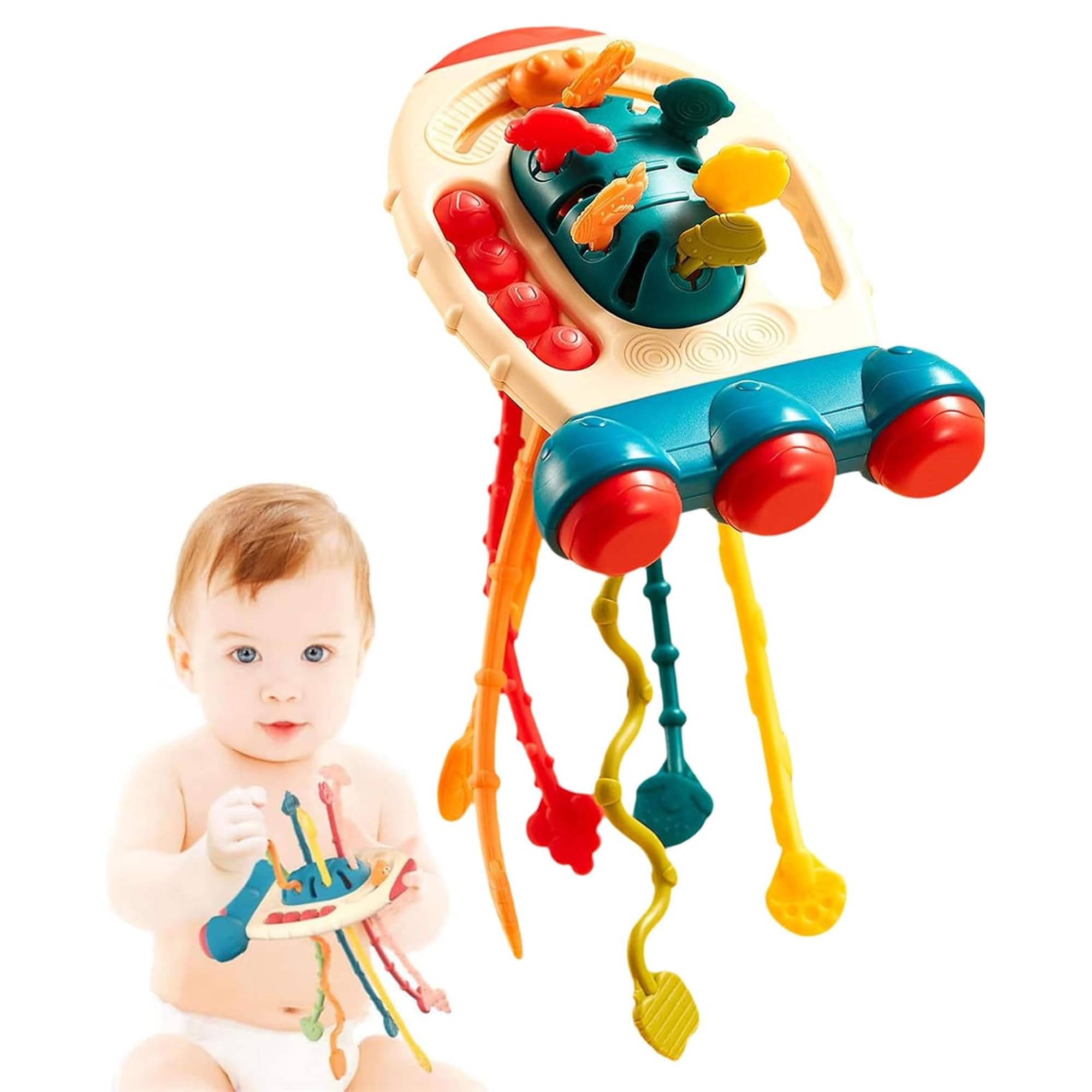 Kidology Pull String Toy for Babies Teething Strings Sensory Montessori Toys Baby Girl,Travel Toy for 6+Months Boy Food Grade Silicone Fine Motor Skills Toy for Toddlers (Red) (B0DGQ19D33) Amazon Price History, Amazon Price Tracker