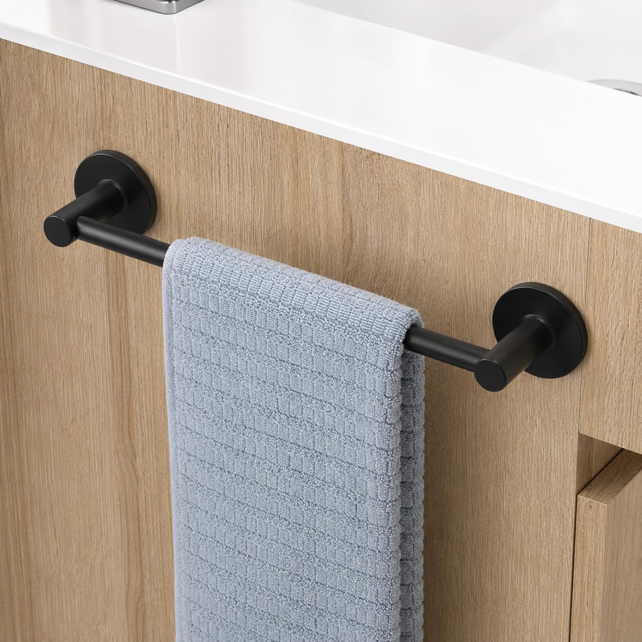 Toalleros de baño sin Taladro 30CM con Adhesivo para Pared - Barra Porta Toallas - Toallero Negro Mate - Accesorios baño - Cuelga Toallas
